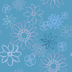 seamless floral pattern against blue background.