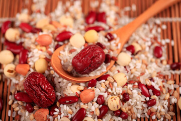 Cereal grains , seeds, beans, Lotus seeds and red dates