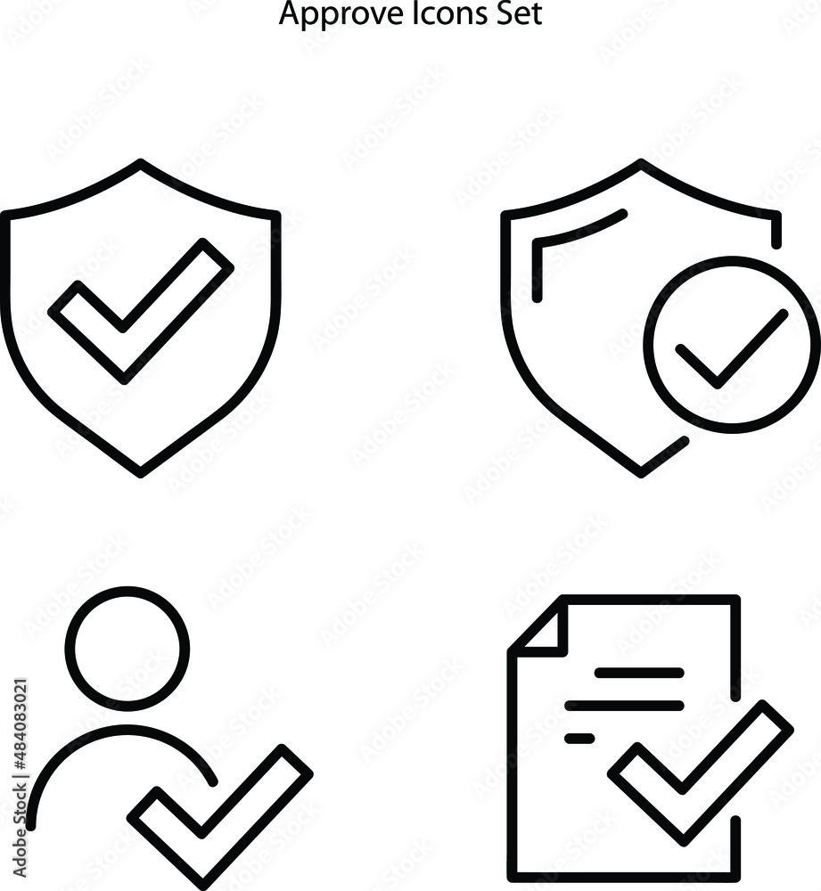 Poster approve icons isolated on white background. approve icon thin line outline linear approve symbol for