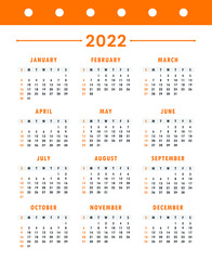 2022 Calendar Design Illustration. Simple and Modern