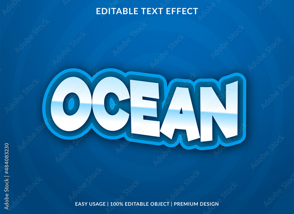 Poster ocean editable text effect template with abstract and abstract style use for business logo and brand