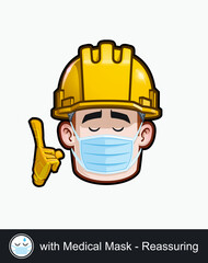 Construction Worker - Expressions - Unwell - with Medical Mask - Reassuring