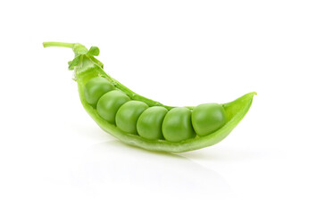 green pea vegetable beans on white background