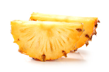 Pineapple slices isolated on white background 