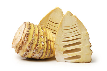 Bamboo shoot on the white background 