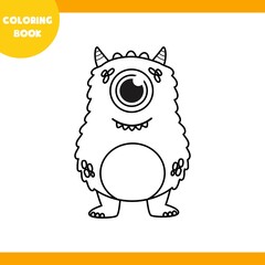 Coloring book, vector cute monster.