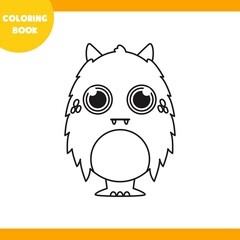 Coloring book, vector cute monster.