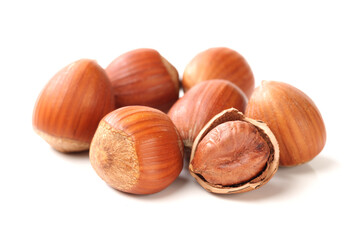 hazelnuts isolated on white background