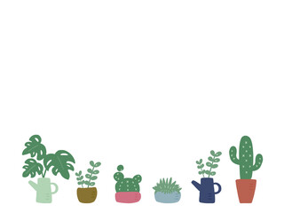 かわいいボタニカル観葉植物セット／手描きイラスト