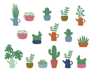 かわいいボタニカル観葉植物セット／手描きイラスト