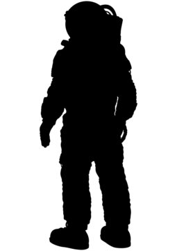 Astronaut silhouette / Illustration a person wearing a spacesuit, back view silhouette