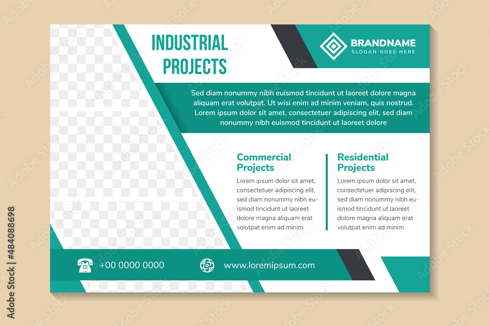 Poster abstract flyer template design use a headline is industrial project. horizontal layout with space fo