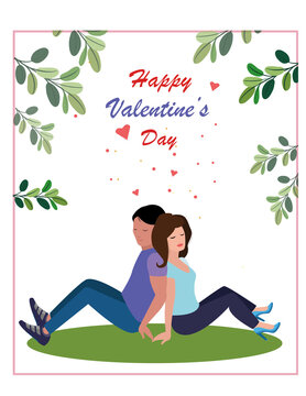 Image of a cute hugging couple. Can be used for greeting card for valentine's day.