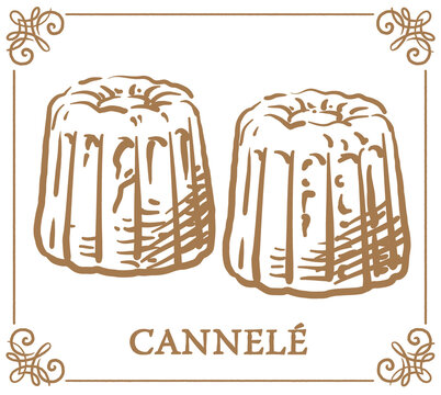 カヌレ。手書き風スイーツ。ベクターイラスト素材