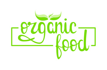 Organic food. Green lettering on a white background.
