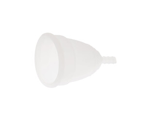 Menstrual cup on white background. Feminine hygiene concept