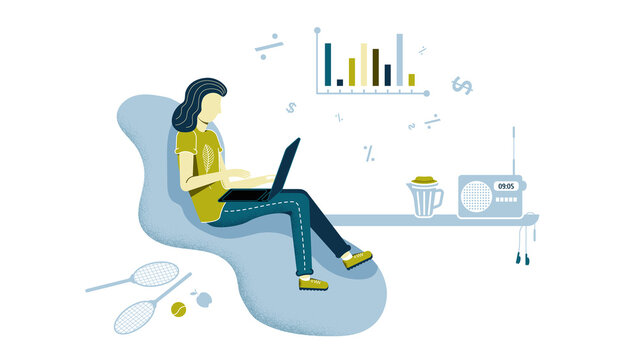Remote work at the computer.