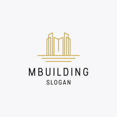 Letter m building logo icon flat design template