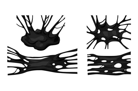 Black sticky slime set . Frame of dark petroleum. Popular kids sensory toy vector illustration. Vector abstract design element