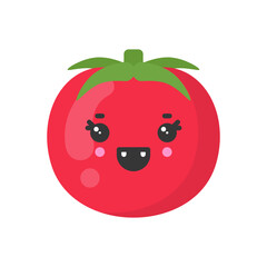 Cute smiling tomato, isolated colorful vector vegetable icon