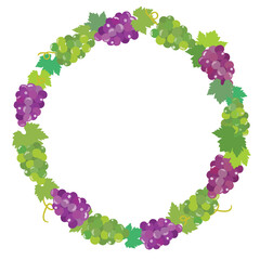 葡萄の丸いフレームイラスト