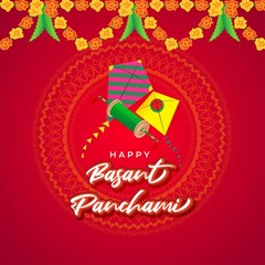 Vector illustration of Happy Basant Panchami banner;