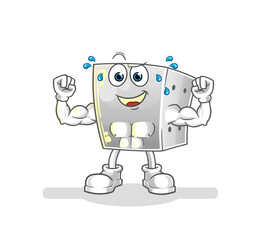 dice muscular cartoon. cartoon mascot vector