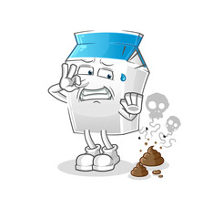 milk with stinky waste illustration. character vector
