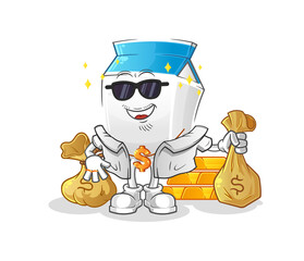 milk rich character. cartoon mascot vector