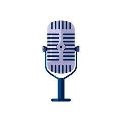 Podcast microphone in flat design. Icon on an isolated white background. Vector stock illustration