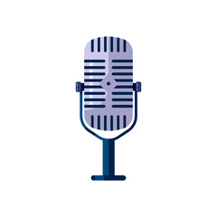 Podcast microphone in flat design. Icon on an isolated white background. Vector stock illustration