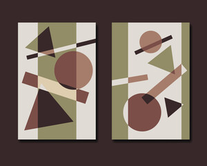 Abstract geometric art background with figures, trendy colors of modern art in abstract modern style for posters, postcards, banners. Vector illustration