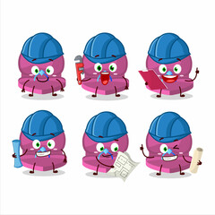 architect pink love ring box cute mascot character with pliers