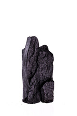 Natural wood charcoal Isolated on white background. activated carbon.