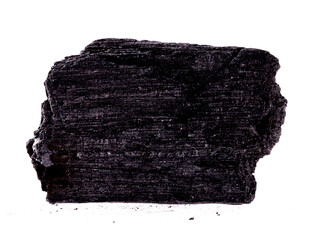 Natural wood charcoal Isolated on white background. activated carbon.