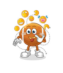 rugby ball laugh and mock character. cartoon mascot vector
