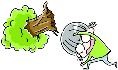 大きな木を投げ飛ばすメガネっ子