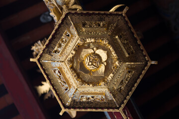 Intricate Designed Hanging Lamp in Chinese Temple, Chinese New Year