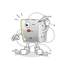 dice with paper plane character. cartoon mascot vector