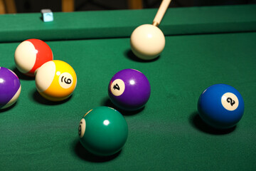 Playing of billiard in club