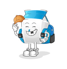 milk goes to school vector. cartoon character