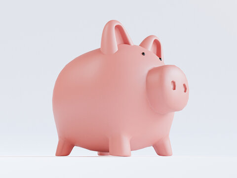 pink piggy save money on white background for deposit and financial saving growth concept by 3d render.