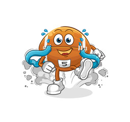 rugby ball runner character. cartoon mascot vector