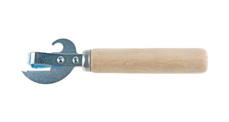 The bottle opener has a soft wooden handle on a white background