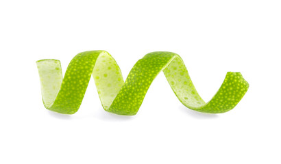 lime skin spiral isolated on white background