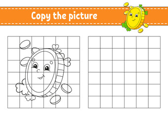 Copy the picture. Coloring book pages for kids. Education developing worksheet. St. Patrick's day. Game for children. Handwriting practice. cartoon character.