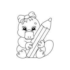 Coloring book page for kids. cartoon character. Vector illustration. Black contour silhouette. Isolated on white background.