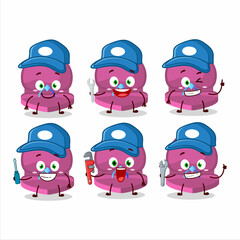 mechanic pink love ring box cute mascot character with pliers