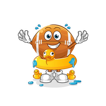 recommend clip art: rugby ball with duck buoy cartoon. cartoon mascot vector