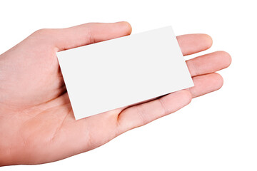 Obraz premium Mockup of a business card in your hands